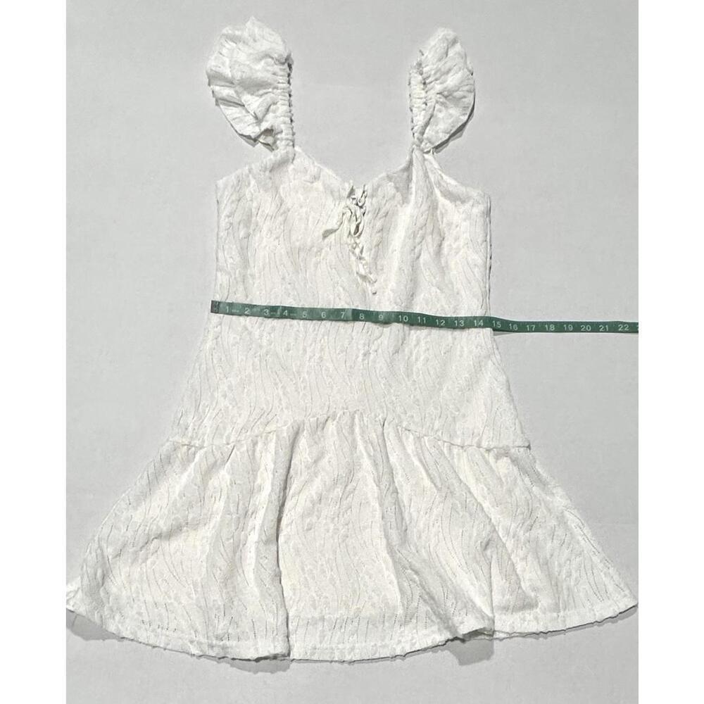 Lost + Wander Womens Short Dress Off White Ruffled Straps Lining Size M - Picture 10 of 13